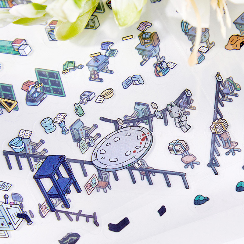 Pegatinas de paisaje 3D de la colección, pegatinas planas de la serie de la sociedad extraña, tema retro, libro de cuentas, material de decoración de bricolaje