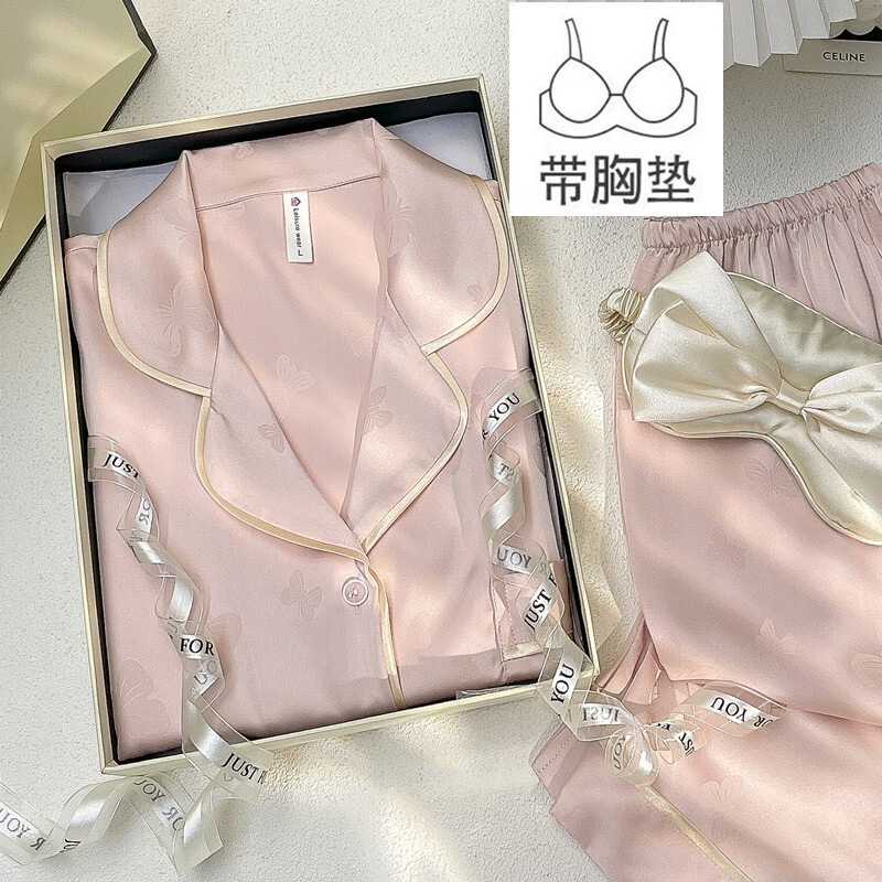 维多利亚真丝睡衣女长袖丝绸女款春秋薄款中青年感家居服套装|undefined