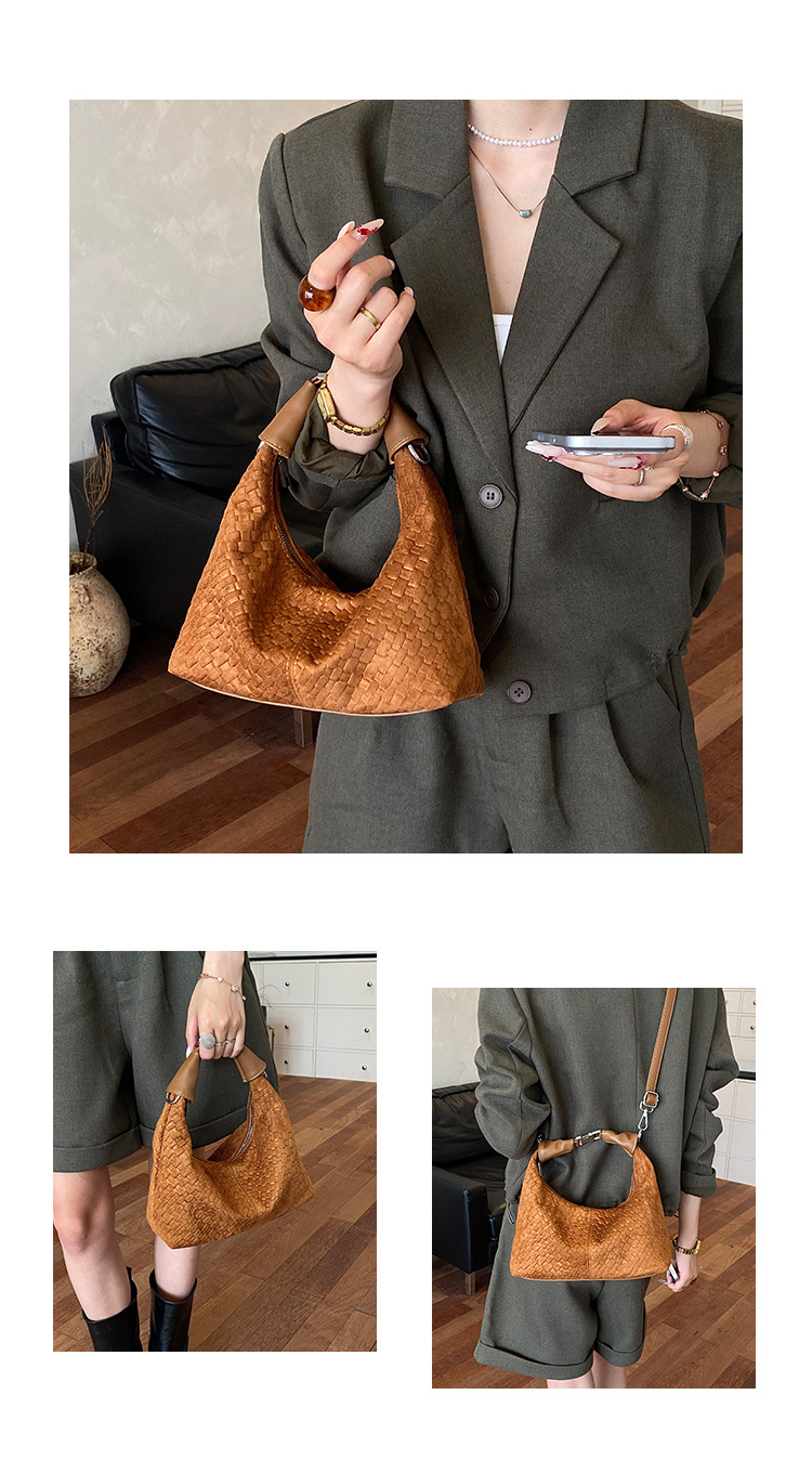 Woven Suede Slouchy Zip Convertible Hobo Bag 18