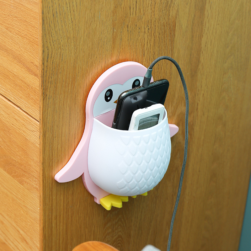 Creative Cartoon Penguin Storage Rack Makeup Tools Fit Box Dormitory Toilet Toothbrush Bedside Mobile Phone Wall Hanging