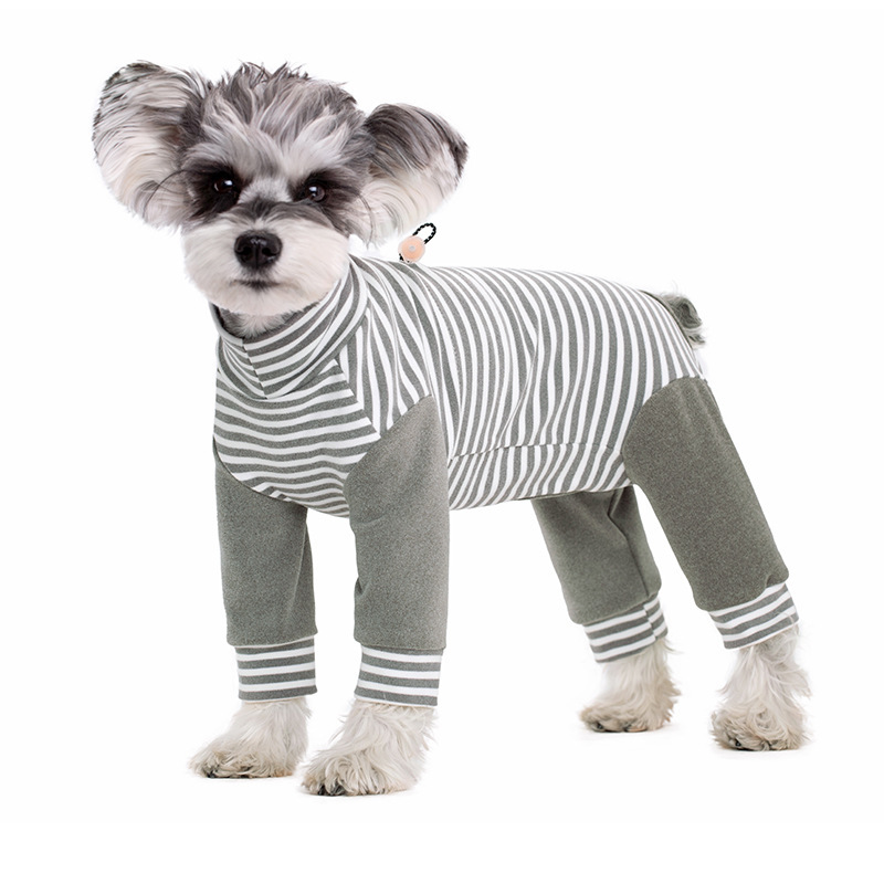 Pet clothes autumn and winter clothing VIP Teddy chenari Bomei small dog striped stitching chest circumference adjustable four-leg