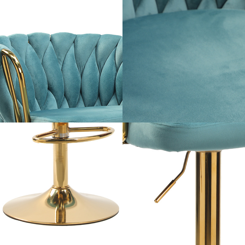 Beiyao Changqing nuevo estilo gris tejido simple nórdico elevador giratorio silla alta dorada barra de lujo ligera silla cómoda