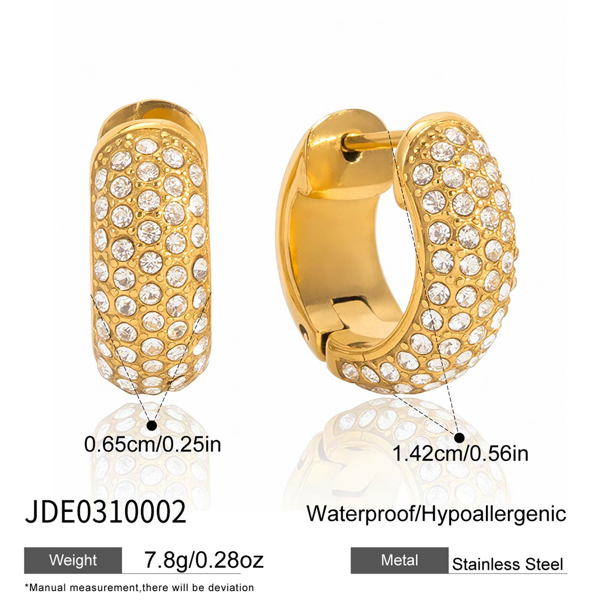 Wanxing acero inoxidable galvanizado 18k oro blanco diamante pendientes de moda clásica comercio exterior transfronterizo pendientes de venta al por mayor