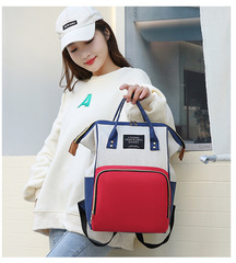 時尚媽咪包雙肩背手提拼色雙肩包母嬰外出收納包批發母嬰包