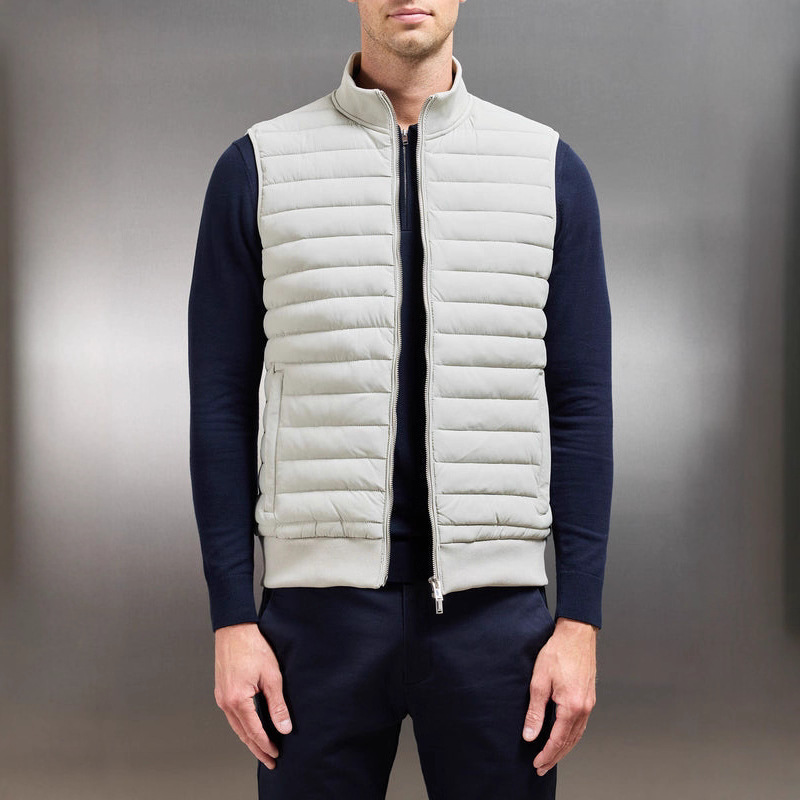Cross-Border Exclusive Independent Station European and American down Jacket Vest Lightweight Stand Collar Spliced Knitted Jacket Autumn and Winter Men's Coat Cross-Border Exclusive Independent Station European and American down Jacket Vest Lightweight Stand Collar Spliced Knitted Jacket Autumn and Winter Men's Coat