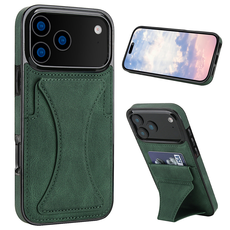 梦幻插卡皮纹折叠适用iPhone17手机壳跨境卡包支架苹果16防摔皮套|undefined