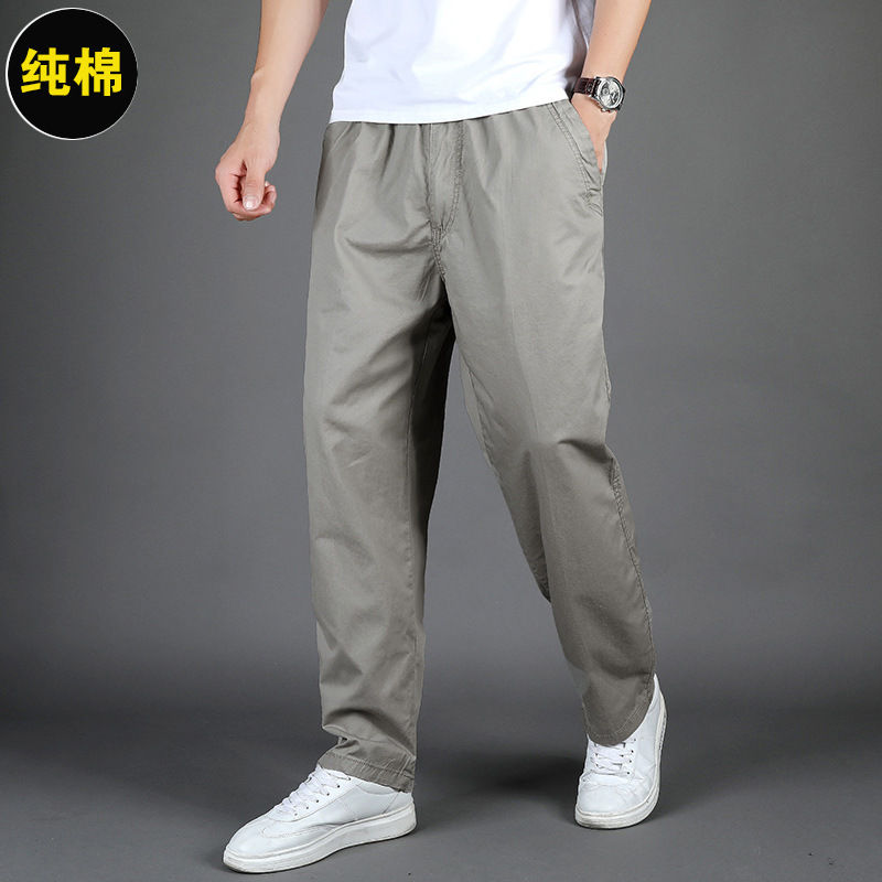 2025 nuevo estilo transfronterizo pantalones casuales de algodón pantalones rectos sueltos para hombres pantalones de papá de mediana edad monos pantalones elásticos