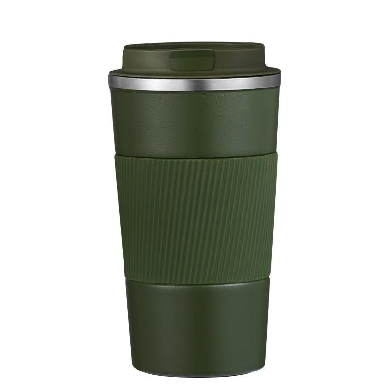 Moda de automóvil de tres generaciones taza de café 304 taza de acero inoxidable portátil antideslizante cubierta de silicona taza de mano
