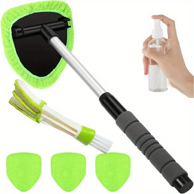 and Dropshipping of Car Windshield | Car cleaning tools - 1-set-five-sided-retractable-pole-4-cloth-covers-spray-bottle-detail-brush
