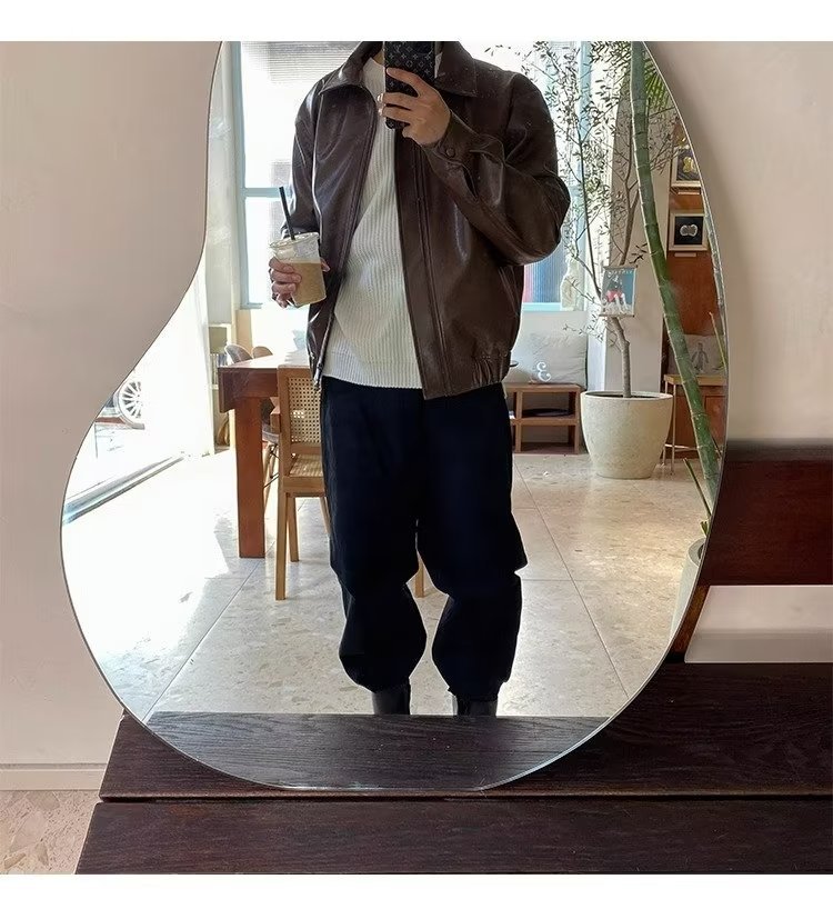 Vintage Short Leather Jacket Men's Loose Locomotive Suit Trendy Brand Pilot Leather Jacket Jacket_viptrois.com
