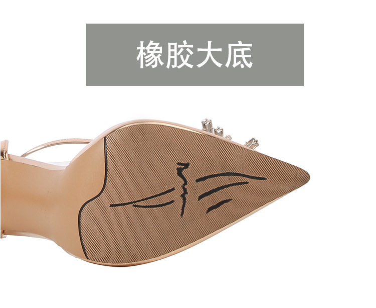 Giày cao gót mũi nhọn quai ngang đính đá pha lê, gót mảnh, cỡ lớn — Màu bạc, Màu xám chì, Vàng sâm panh, màu vàng kim chi tiết 7