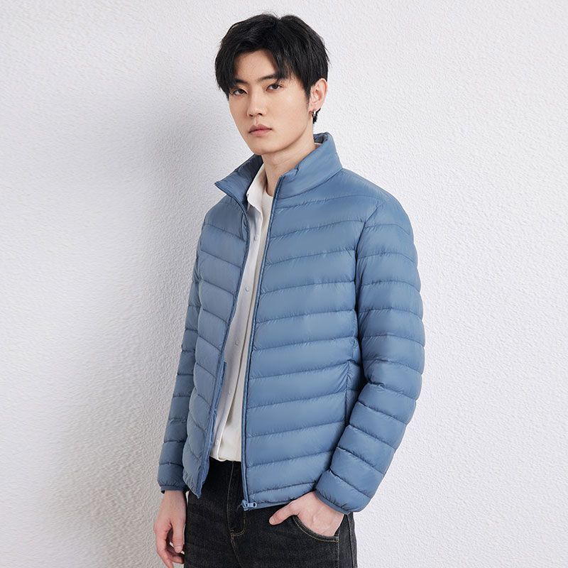 2024 Autumn and Winter New Men's High-End Lightweight down Jacket Thin down Jacket Men's Stand Collar Short Warm Jacket