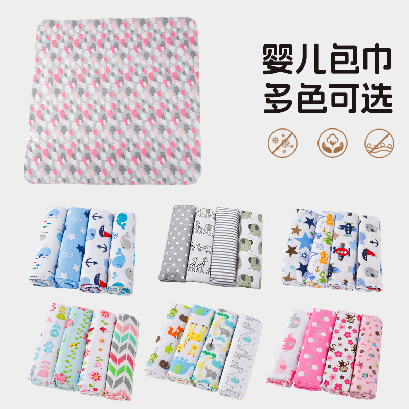 4 Pack Baby Flannel Swaddling Wrap Newborn Wrap Baby Supplies Printed Blanket Wrap