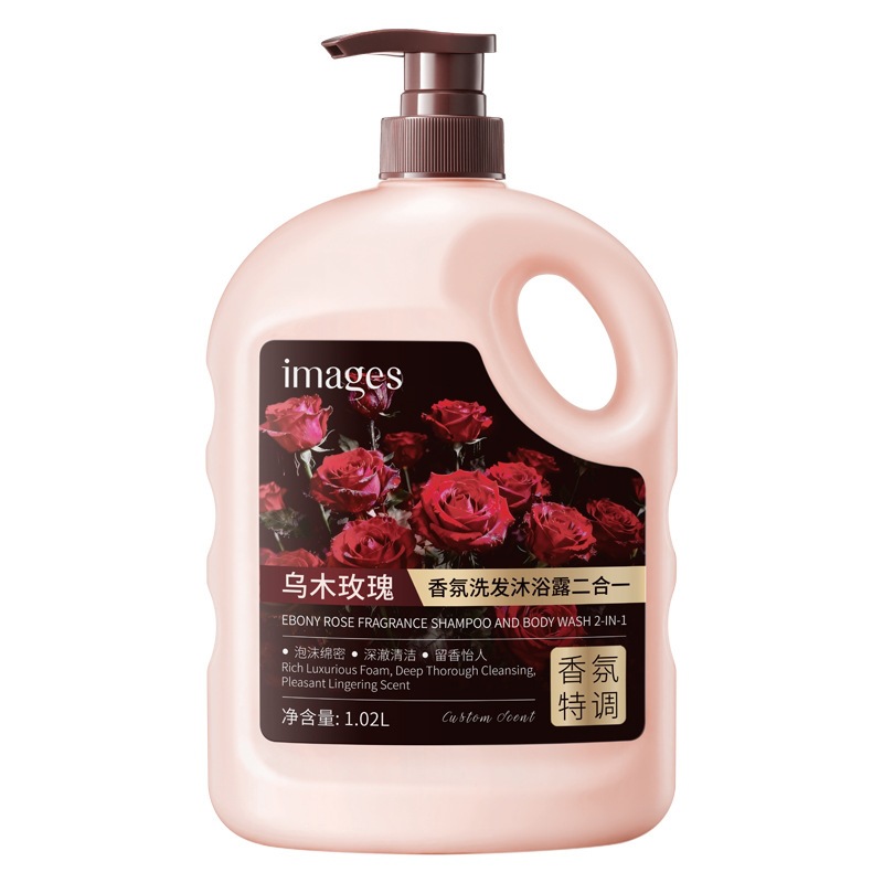 Imagen de la belleza de la fragancia de la rosa de ébano champú (2 en 1) limpieza profunda refrescante fragancia de lavado y protección
