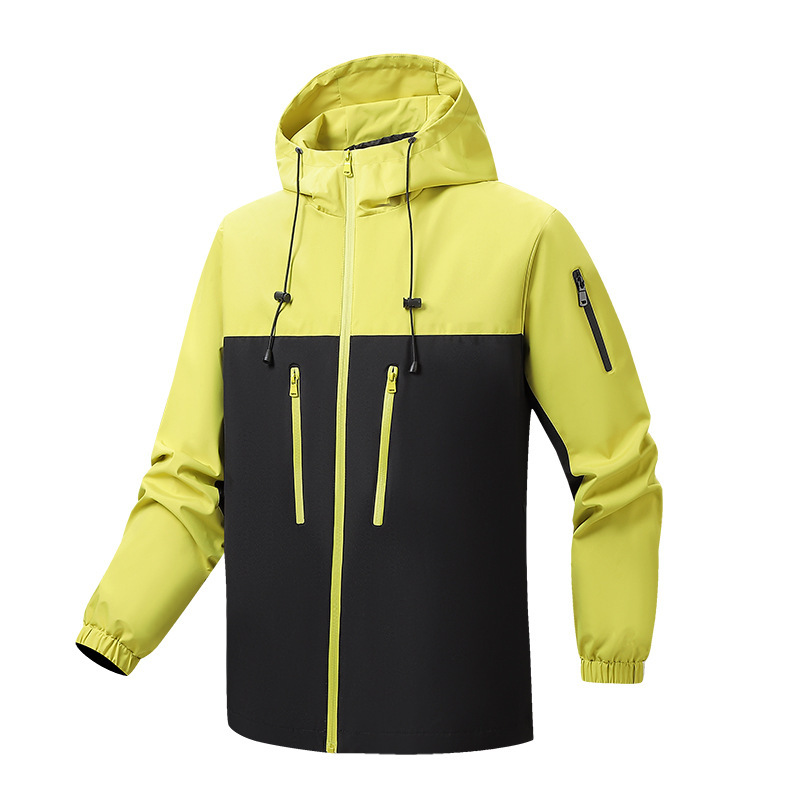 Outdoor Sports Hooded Waterproof Mountaineering Jacket Spring and Autumn Fashion Casual Color-matching Windproof Thin Hard Shell Jacket for Men