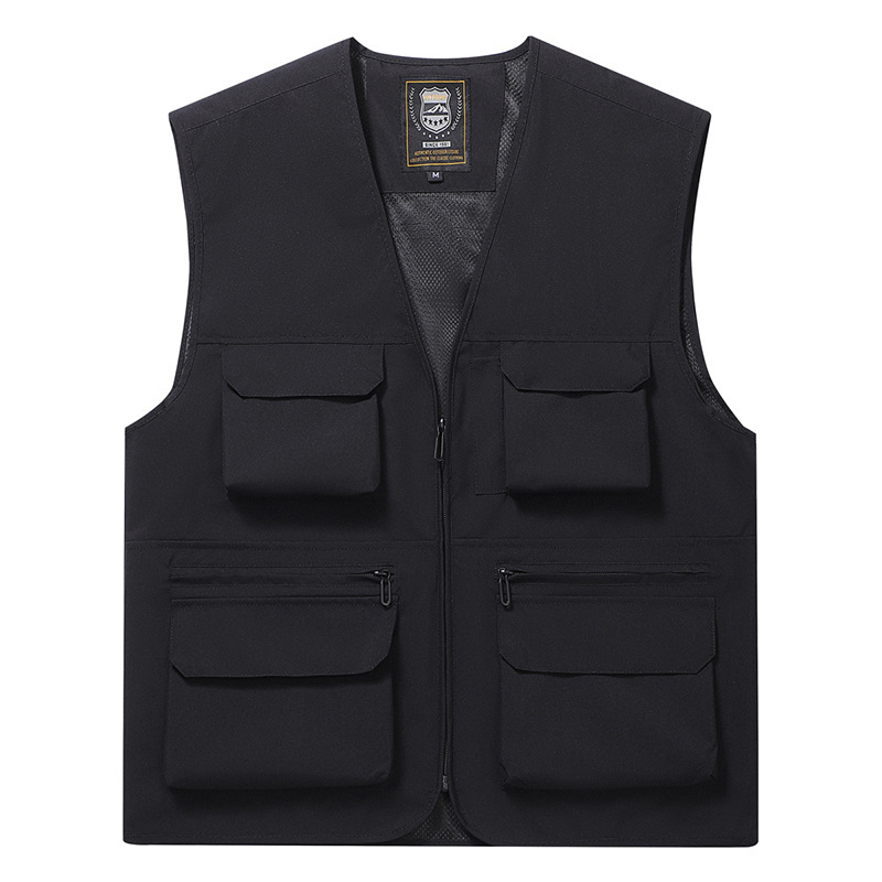 Workwear vest men's processing printed LOGO multi-pocket work coach driving photographer fishing vest waistcoat