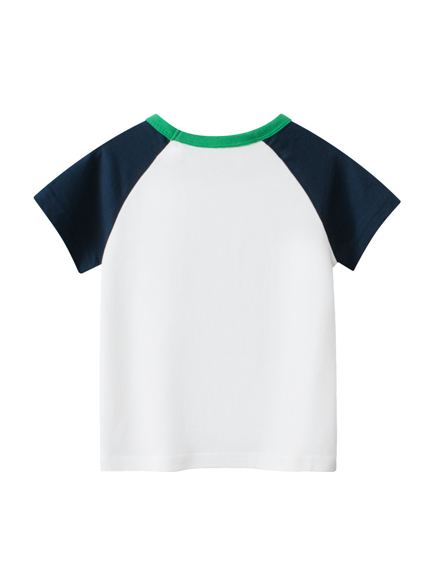 27kids camiseta interior para niños 2025 verano nueva camiseta de manga corta con dinosaurio para niño ropa de bebé ropa infantil transfronteriza