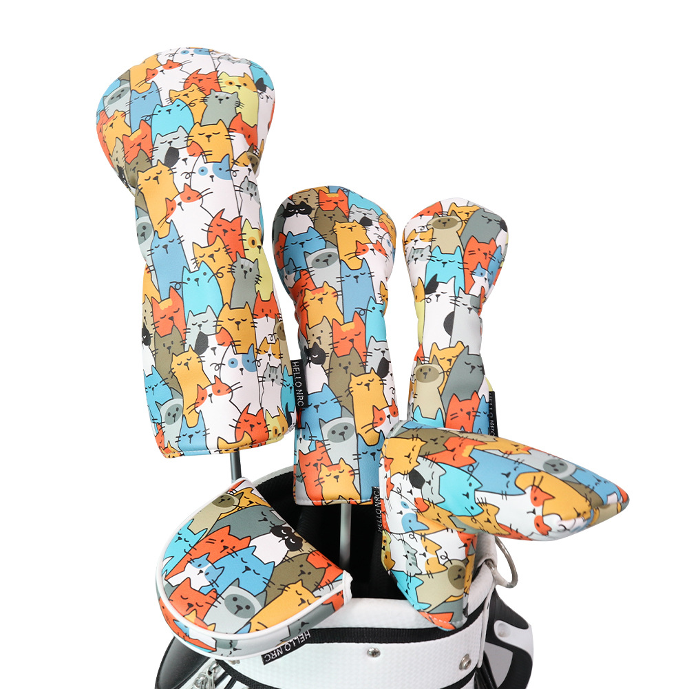 メーカー卸売りゴルフクラブカバーの棒カバーのキャラクタープリント猫の頭カバーの保護カバーのゴルフアニメ