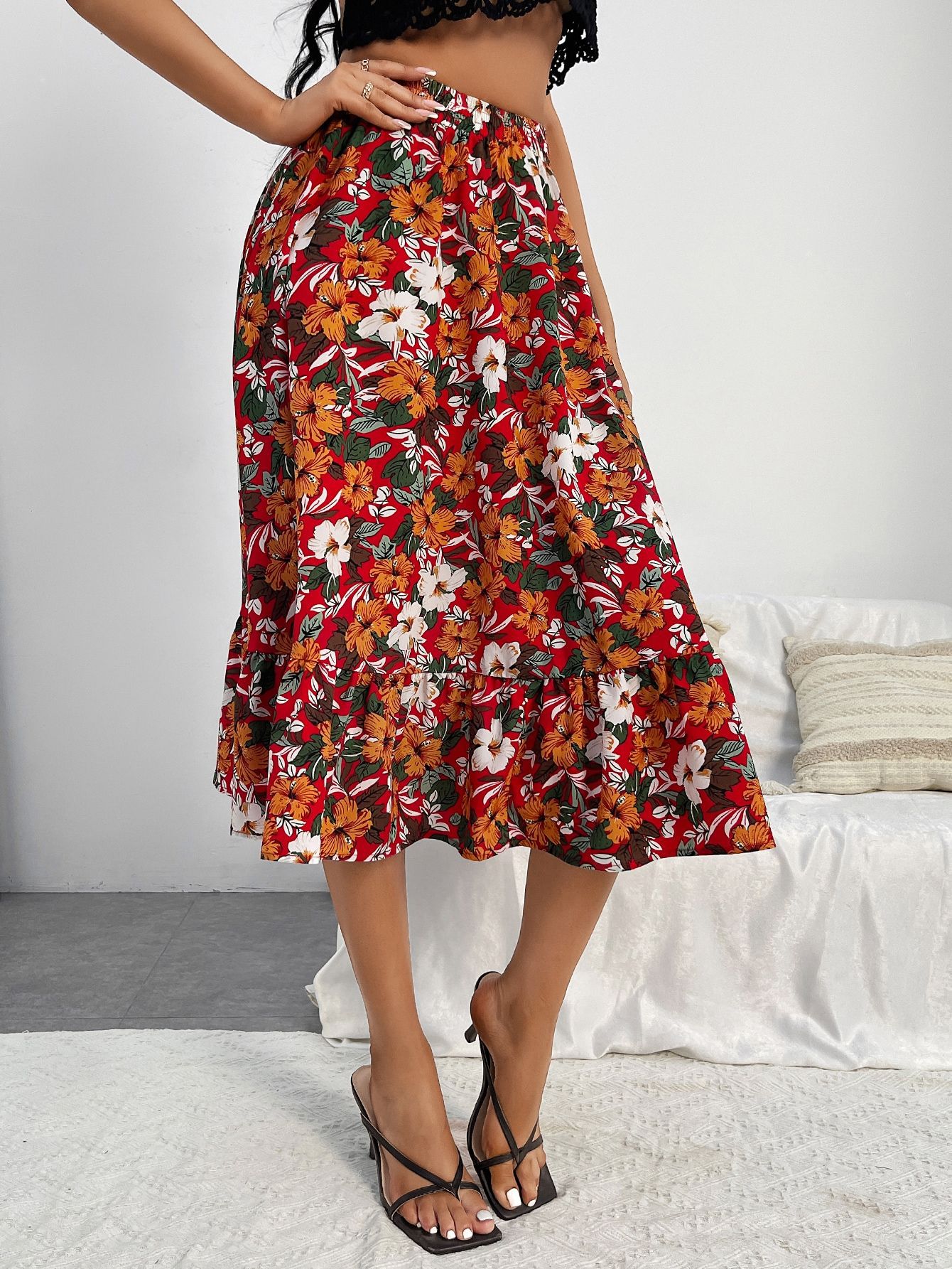 182g Weight Midi Dress Dress Length Type Skirt Dresses Type Spandex, Polyester Fabric Type High Waist Waist Line Inelastic Elasticity Holiday, Daily Occasion Regular Fit Fit Type Ditsy Floral, Leopard Pattern Spring, Autumn Season Women's Gender Casual, Streetwear Style Spring Autumn Casual Streetwear Ditsy Floral Leopard Spandex Polyester Midi Dress Skirts 57