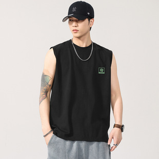 T2921 | plus size Men's Summer New 260G Heavy Printed T-Shirt Vest Men's Loose Fashion Brand Sleeveless Top