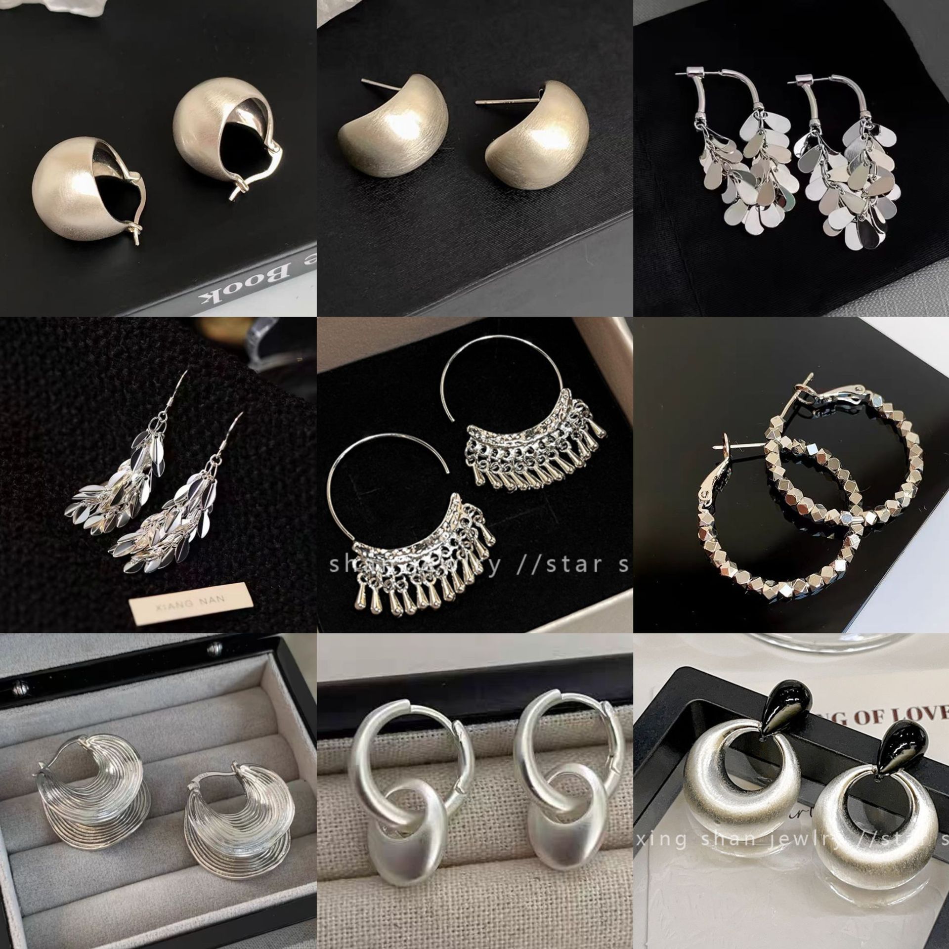 s925银针银色夸张圆圈耳环气质小众设计感耳饰耳钉耳圈耳饰女批发