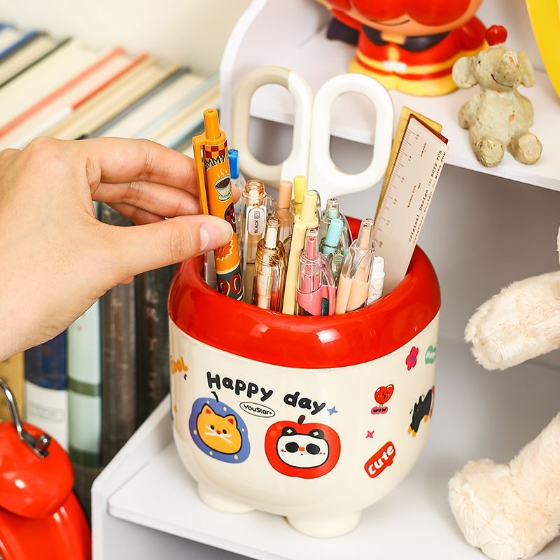 Caja de almacenamiento de escritorio encantadora de alto valor de la cara diy caja de lápiz creativa Yiwu lápiz de plástico dibujos animados para niños