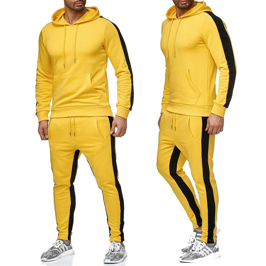 Set de două piese cu dungi noi pentru bărbați și femei, hanorac sport casual pentru bărbați_voghion.com