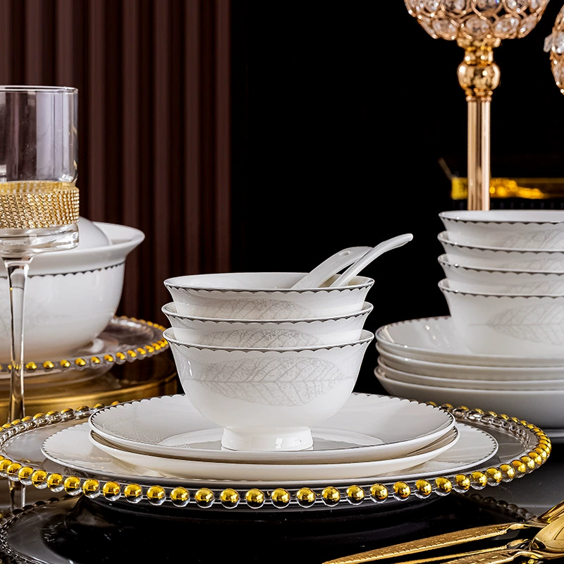 Ceramic tableware set, home dinnerware with soup bowl and gift box, multiple piece counts (18–60 pcs)