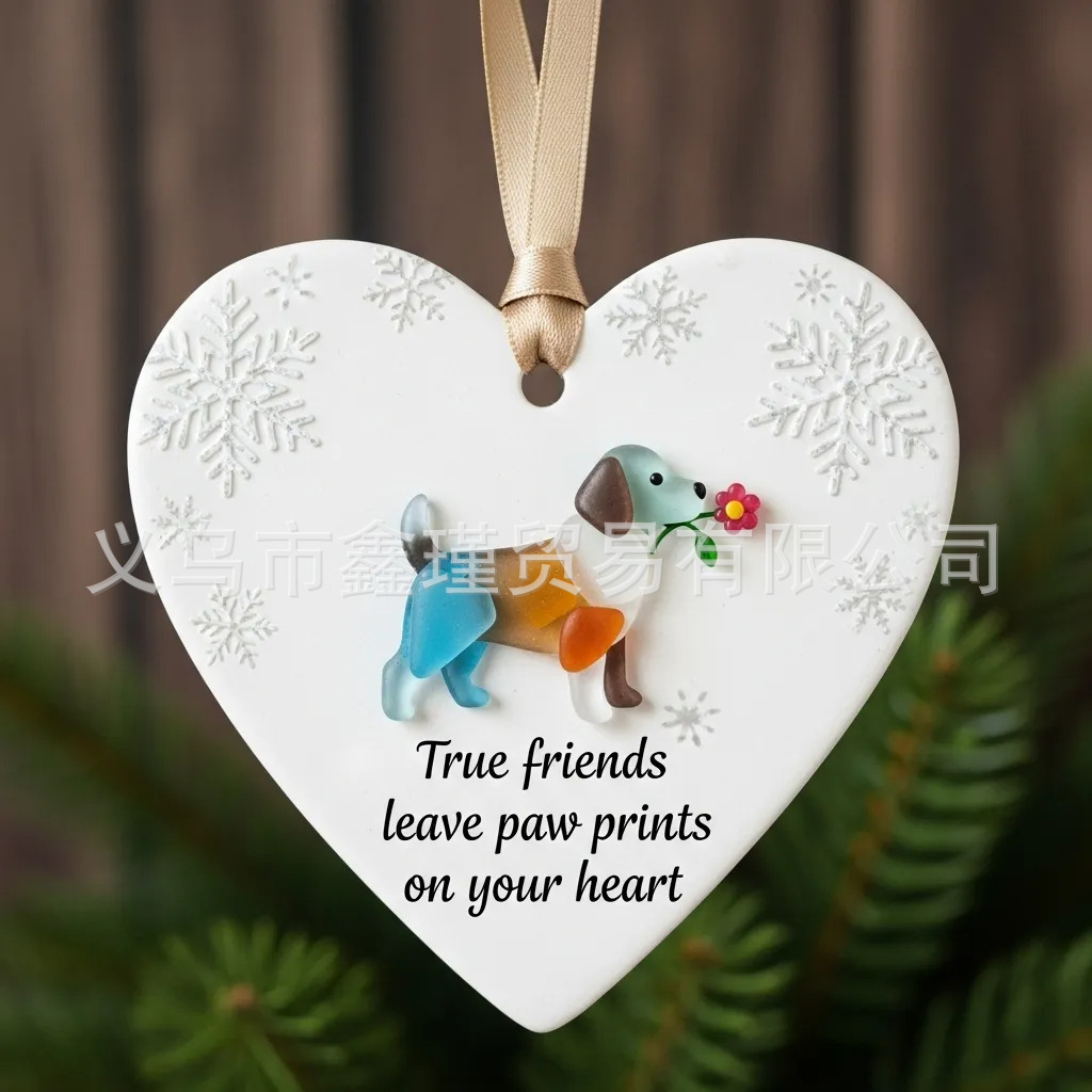 Nuevos productos transfronterizos de fondo blanco plano amistad de Navidad acrílico decoración de automóviles colgante amor Santa colgante