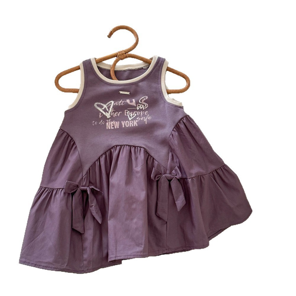 Vestido de verano de siete niñas de limón salado 25 nuevo estilo falda de estilo occidental de bebé femenino falda de chaleco sin mangas de niño falda de empalme