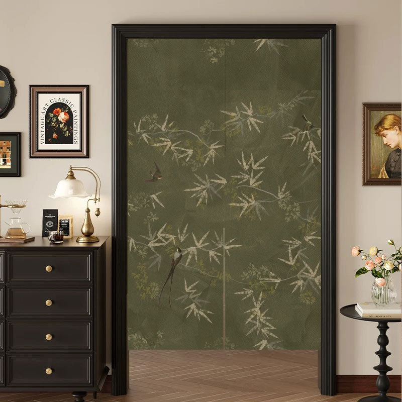 New French Door Curtain Partition Curtain Without Punching Bedroom Half Curtain Kitchen Bathroom Privacy Blocking Half Hanging Door Curtain