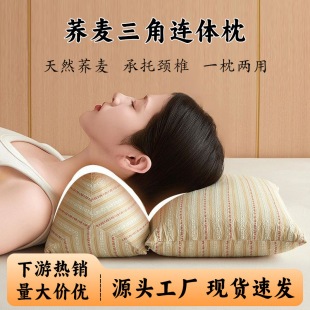 Neck Protection Buckwheat Pillow Cervical Spine Pillow Summer Pillow Special Buckwheat Skin Wholesale Triangle Conjoined Pillow Hard Pillow Summer Cool