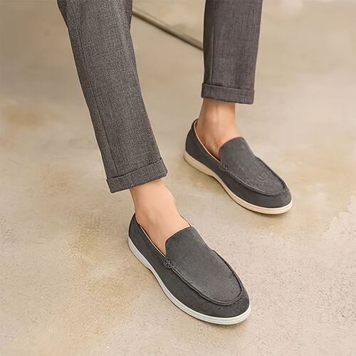 New Men's PU Faux Fur Bean Boot Slip-On Loafers Casual Shoes B-2