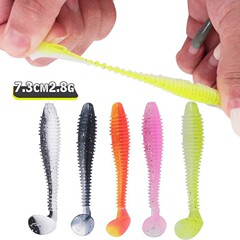 Manufacturer wholesale two-color fat screw T tail 7.5cm/2.8g Luya soft bait kilogram package fishing bait fishing gear bait