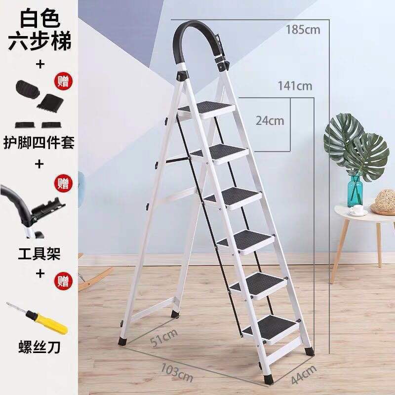 Escalera en espiga móvil multifuncional Escalera telescópica Escalera de cuatro pasos Escalera interior Escalera plegable doméstica Acero grueso