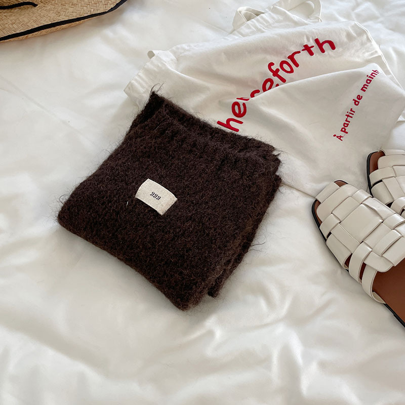 Contenant de la laine ~ Nouvelle écharpe en cachemire imitant un œuf gluant doux de couleur unie pour la chaleur hivernale en tricot de tempérament coréen_voghion.com