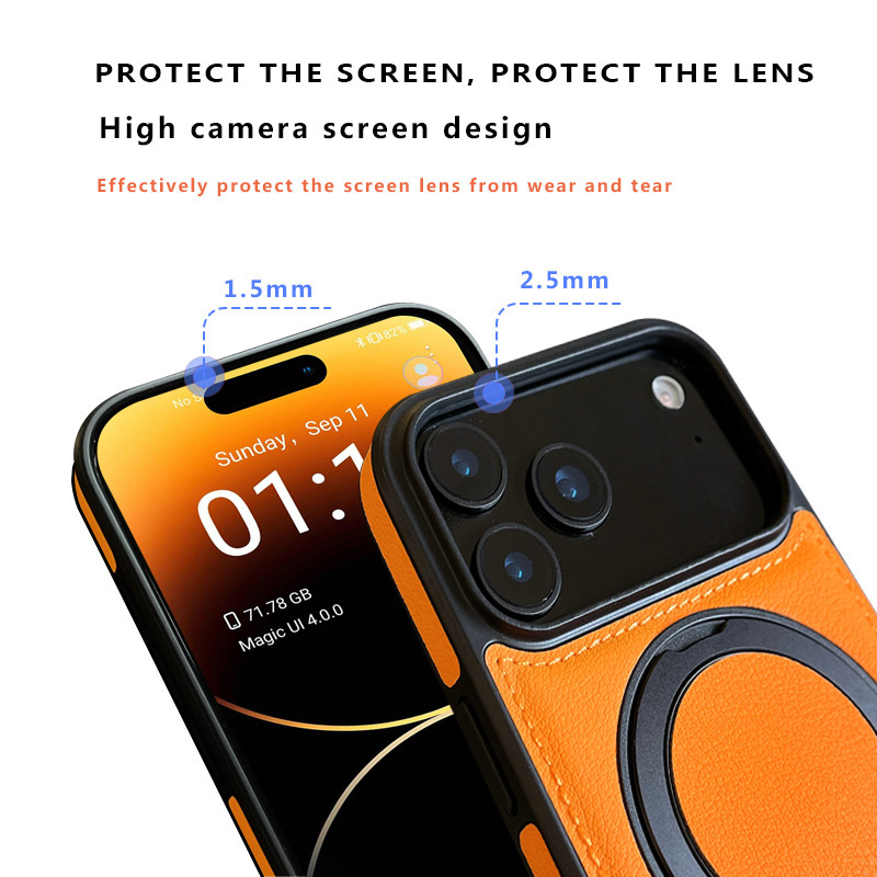 iPhone17promax 回転スタンド携帯電話ケース 360 度磁気ビジネスプレーンレザー落下防止保護カバーに適しています。|undefined