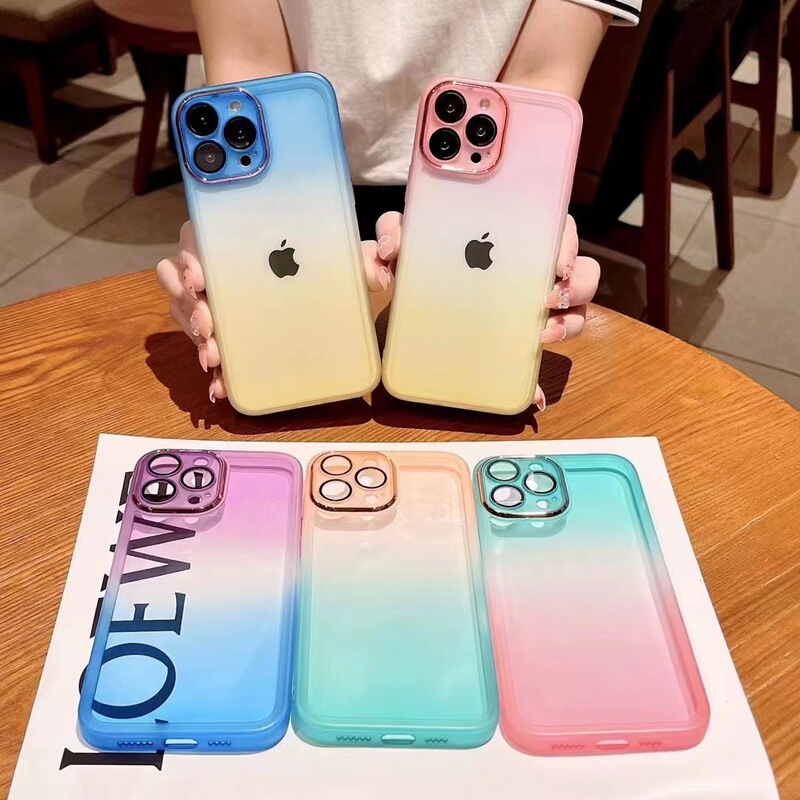 iPhone13 for Apple 14ProMax frosted straight edge 12 high quality with lens film gradient phone case iPhone13 for Apple 14ProMax frosted straight edge 12 high quality with lens film gradient phone case