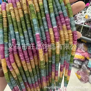 Factory Direct Supply 2*6mm Rainbow Tourmaline Abacus Beads Loose Beads Wheel Beads Spacer Beads DIY Beaded Jewelry Accessories Wholesale