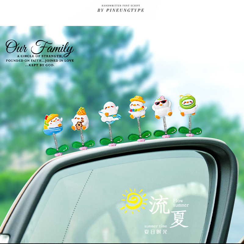 Dibujos animados creativos Consola central de pato lindo Adornos de coche Muñeca de pato pequeño Decoración de escritorio de coche Artículos de decoración
