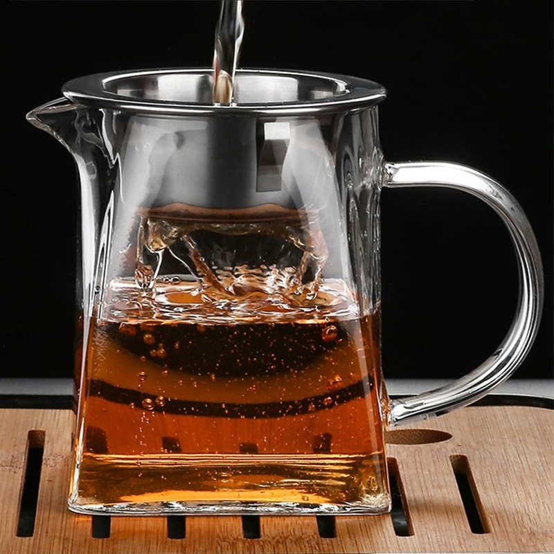 hermosa atmósfera espesa cuadrangular taza de justicia casera taza de vidrio transparente taza de té kung fu taza de té té té sentido de alto nivel