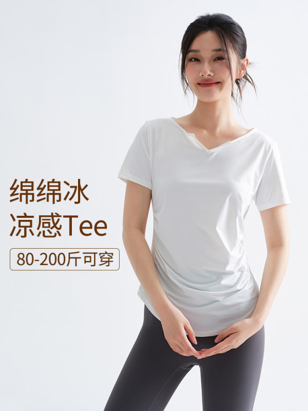 运动短袖T恤女新款透气瑜伽服上衣大码胖妹妹修身显瘦速干健身服|undefined
