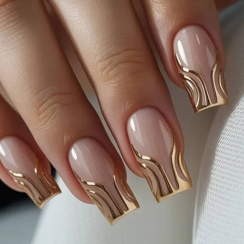 3D estereoscópico LIP línea dorada para usar uñas, chicas calientes desnudas, polvo de uñas blanqueadoras, 24 piezas de manicuría directa transfronteriza.