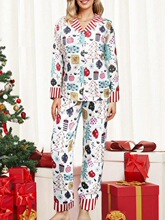 Y 20760 Christmas Theme Long Sleeve Pajama Set ʥ������Ҿ�