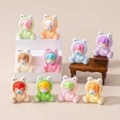 植绒青蛙南希 diy饰品配件萌粒潮玩盲盒盲袋摆件树脂桌面公仔摆件