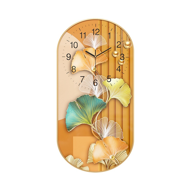 Luz reloj de porcelana de cristal de lujo Reloj de pared de la sala de estar Nórdico pintura decorativa de pared de moda casera simple reloj mudo reloj creativo