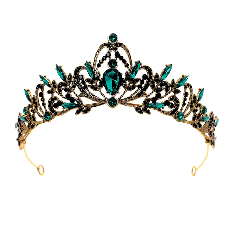 Corona nupcial tocado aleación negro vintage barroco cristal boda Vestido accesorios rendimiento pelo corona