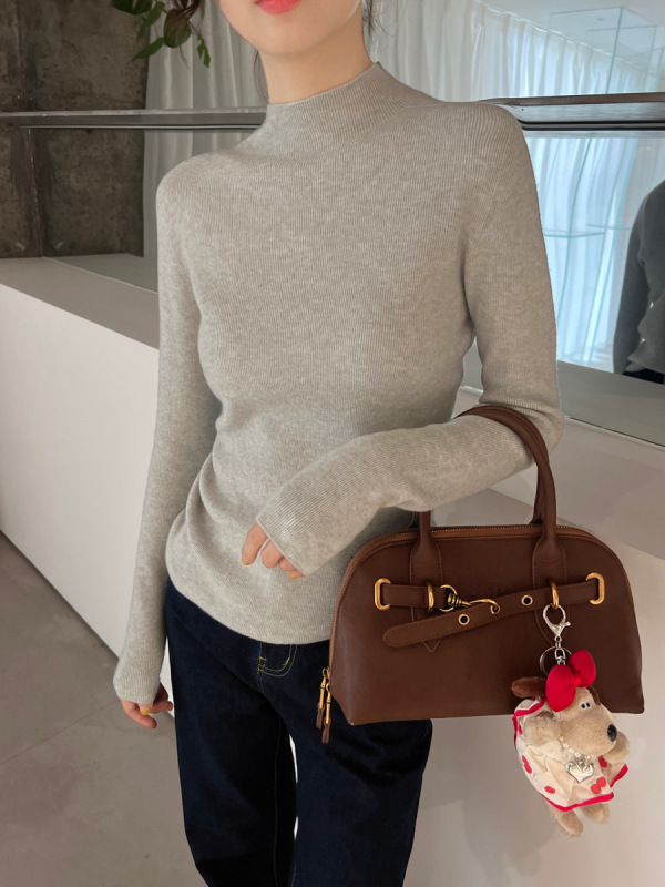克莱因蓝色半高领打底衫女款内搭秋冬新款宝蓝色毛衣针织长袖上衣|undefined