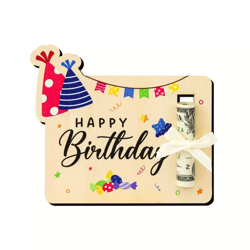 亚马逊木质工艺品圣诞钱夹 生日抓周道具 现金礼品雕刻装饰品|undefined