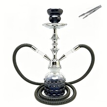 工厂直销新款阿拉伯水烟现货双管小号水烟壶玻璃烟具配件跨境货源